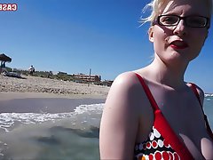 Blonde German Big Boobs Beach 