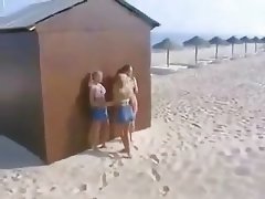 Beach Lesbian Outdoor Threesome 